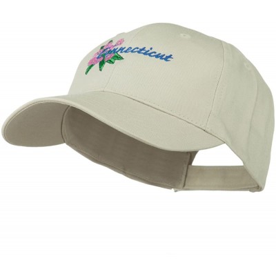 Baseball Caps USA State Connecticut Flower Embroidered Low Profile Cotton Cap - Stone - CD11NY3EPZD $21.51