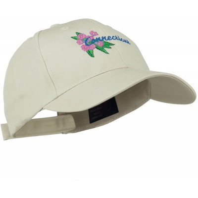 Baseball Caps USA State Connecticut Flower Embroidered Low Profile Cotton Cap - Stone - CD11NY3EPZD $21.51