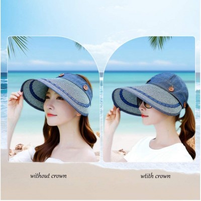 Sun Hats Sun Hats for Women-Wide Brim UV Sun Protection Removable Crown Straw Cap - Grey - CU18UG6LO03 $10.54