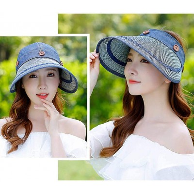 Sun Hats Sun Hats for Women-Wide Brim UV Sun Protection Removable Crown Straw Cap - Grey - CU18UG6LO03 $10.54