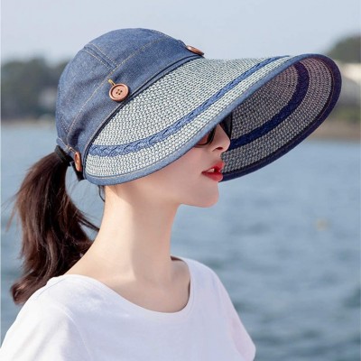 Sun Hats Sun Hats for Women-Wide Brim UV Sun Protection Removable Crown Straw Cap - Grey - CU18UG6LO03 $10.54