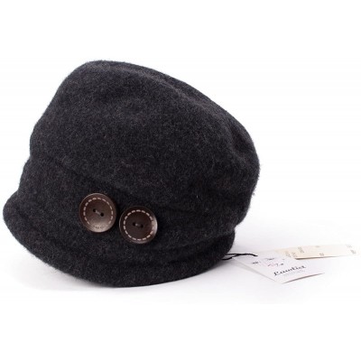 Bucket Hats New Womens 100% Wool Slouchy Wrinkle Button Winter Bucket Cloche Hat T178 - Dark Gray - CA188064XTE $12.89