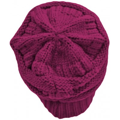 Skullies & Beanies Hot Pink Thick Slouchy Knit Oversized Beanie Cap Hat - CR11HU4BNED $11.98