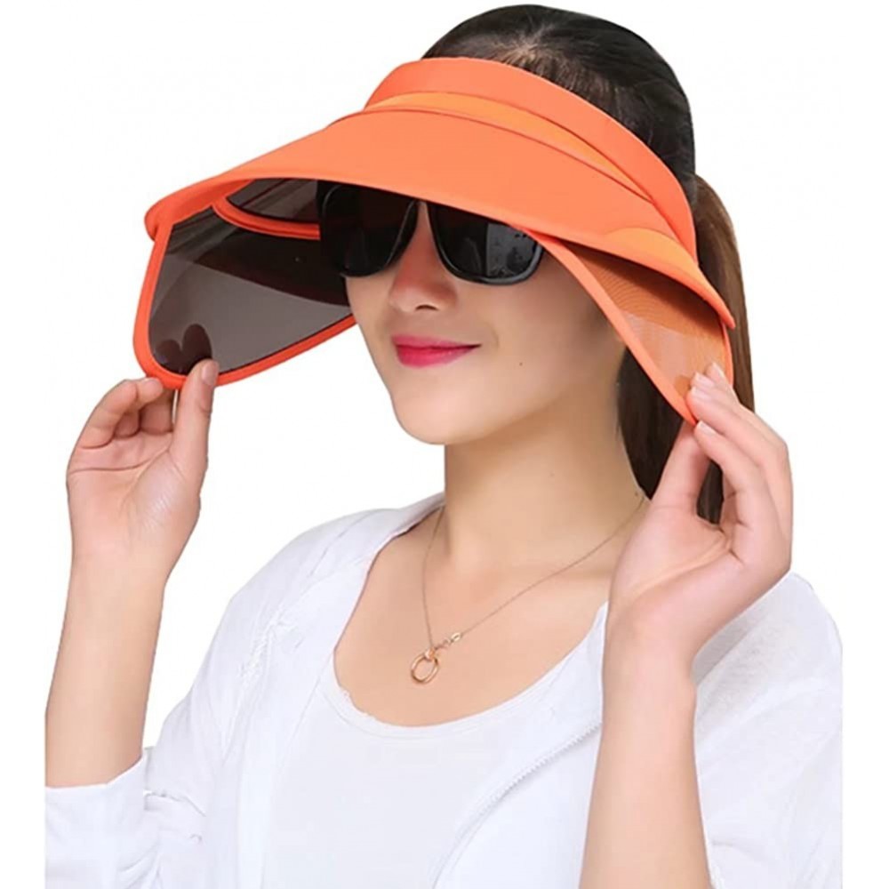 Sun Hats Womens Sun Hats with Retractable Visor Wide Brim Plastic Sun Visor UV Protection Summer Beach Fishing Hat Cap - CO18...