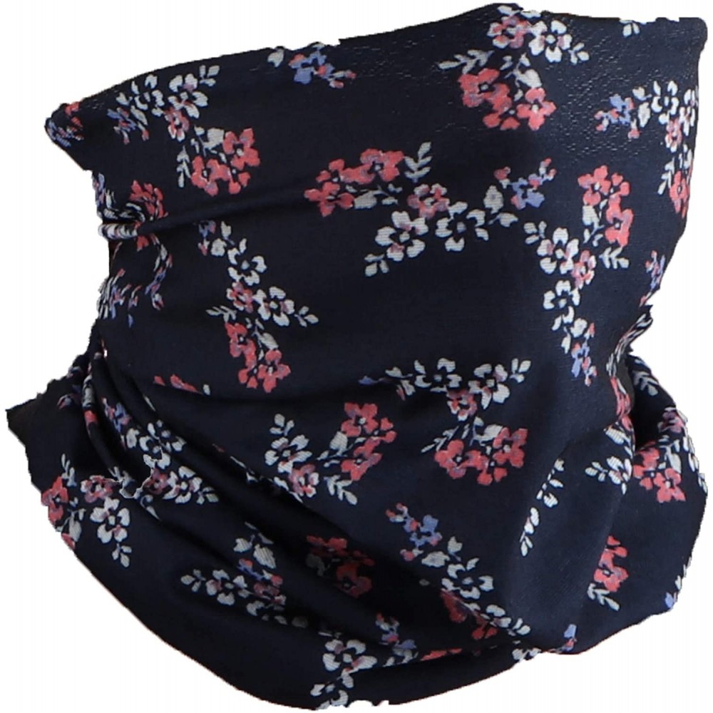 Balaclavas Seamless Bandana Tube Face Scarf - Navy Small Flowers - CP1996ZLH73 $13.83