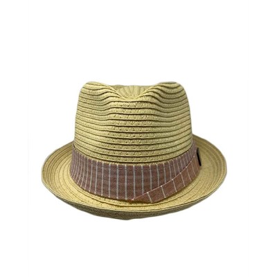 Fedoras Men Women Unisex Cool Summer Straw Upbrim Roll Up Fedora Hat Cap - Ht7803tan(l/Xl) - CE18WQC0IQ5 $12.89