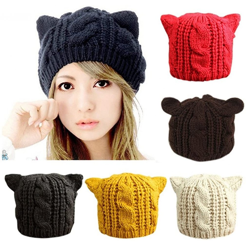 Skullies & Beanies Women Winter Knit Hats- Women Warm Stretch Pom Pom Beanie Caps - Beige - C9186SZ6Q48 $8.28