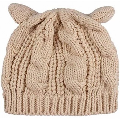 Skullies & Beanies Women Winter Knit Hats- Women Warm Stretch Pom Pom Beanie Caps - Beige - C9186SZ6Q48 $8.28