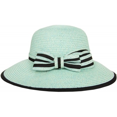 Sun Hats Ladies Women Straw Panama Summer Beach Sun Hat Trilby Fedora w- Bow Band - Teal - C417YQY3G68 $11.14