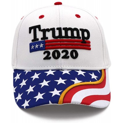 Baseball Caps Donald Trump 2020 Hat Keep America Great 3D Embroidery KAG MAGA Baseball Cap USA Flag - White B - C318WA8D3C3 $...