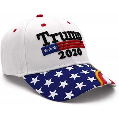 Baseball Caps Donald Trump 2020 Hat Keep America Great 3D Embroidery KAG MAGA Baseball Cap USA Flag - White B - C318WA8D3C3 $...