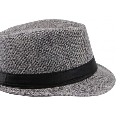 Fedoras Simplicity Panama Style Men's Summer Beach Sun Hat Jazz Hat Solid Color - Dark Gray - C418SGDSH98 $16.23