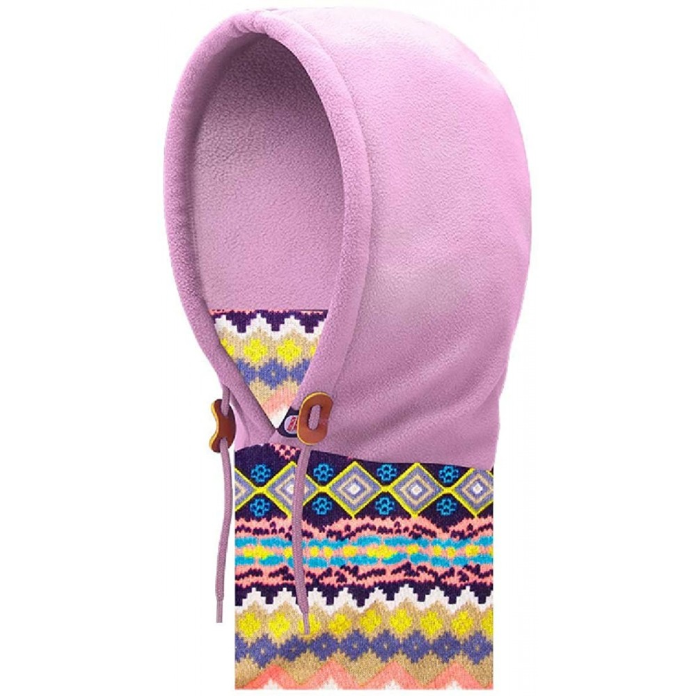 Balaclavas Balaclava Ski Face Mask Winter Hat Fleece Cold Weather Hooded Mask Neck Warmer - Pink - CY188GS0WC8 $9.65