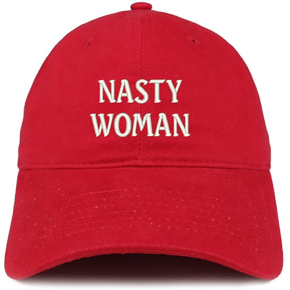 Baseball Caps Nasty Woman Embroidered Low Profile Adjustable Cap Dad Hat - Red - CV12O674IT9 $17.60