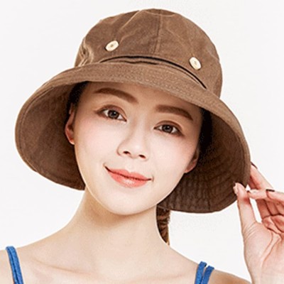 Sun Hats Summer Sun Hats Outdoor UV Protection Wide Large Brim Beach Visor Empty Top Caps for Women - Coffee - CJ18D5SZ3WH $1...