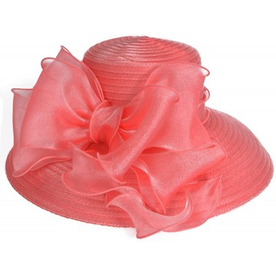 Sun Hats Lightweight Kentucky Derby Church Dress Wedding Hat S052 - S062-watermelon Red - CQ12CEWPNAJ $21.56