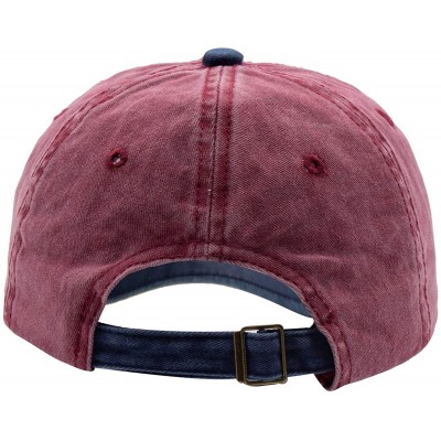 Baseball Caps Men Women Twill Cotton Dad Hats Two-Tone Vintage Distressed Baseball Caps Adjustable - Red - CG18TIU2OIX $8.31