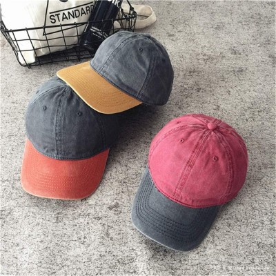 Baseball Caps Men Women Twill Cotton Dad Hats Two-Tone Vintage Distressed Baseball Caps Adjustable - Red - CG18TIU2OIX $8.31