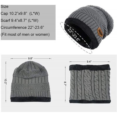 Skullies & Beanies Men Beanies Hat Winter Thick Warm Knit Skull Cap Hat Scarf Set - Grey Set - CQ194GOZUET $16.08