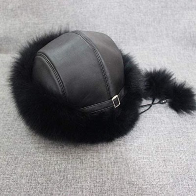 Bomber Hats New Women's Real Fox Fur Hats Leather Outdoor Warm Winter Hats - Red Wine - C518I3YRO2X $44.74