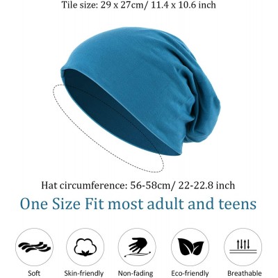 Skullies & Beanies Thin Knit Slouchy Cap Beanies Hat Hip-Hop Sleep Cap Dwarf Hat (Lake Blue- Dark Green- Pink- Navy Blue- 4 P...