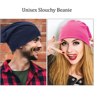 Skullies & Beanies Thin Knit Slouchy Cap Beanies Hat Hip-Hop Sleep Cap Dwarf Hat (Lake Blue- Dark Green- Pink- Navy Blue- 4 P...