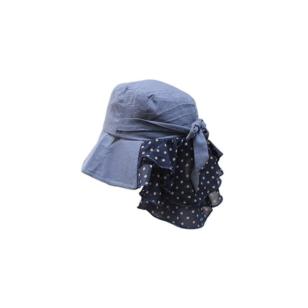 Sun Hats Women's UV Sun Protect Summer Beach Wide Large Big Brim Hat Visor Side Flower - Mz Navy - CF11XGAOD9V $14.31