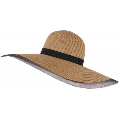 Sun Hats Women's Floppy Big Brim Hat Bowknot Straw Hat Foldable Roll up Sun Hat - Style E-khaki - CD18D0EN4TR $17.08