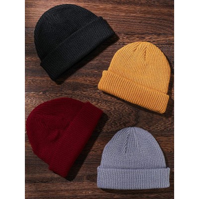 Skullies & Beanies 4 Pieces Winter Warm Thick Hats Knit Beanie Cap Soft Outdoor Hat for Men and Women - CX18Z5Y5C7N $9.98