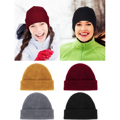 Skullies & Beanies 4 Pieces Winter Warm Thick Hats Knit Beanie Cap Soft Outdoor Hat for Men and Women - CX18Z5Y5C7N $9.98