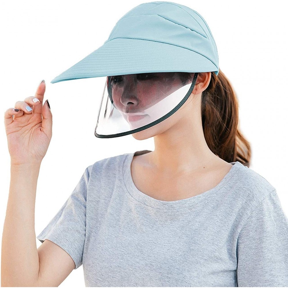 Sun Hats Sun Visor Hats Women Summer Outdoor UV Fishing Hat Baseball Cap Wide Brim Beach Hiking Sports Detachable - Blue - C9...