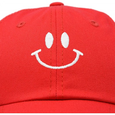 Baseball Caps Smile Baseball Cap Smiling Face Happy Dad Hat Men Women Teens - Red - CR18SIRY2QD $10.15