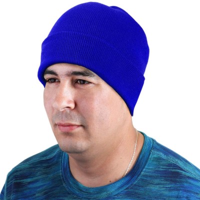 Skullies & Beanies Men Women Knitted Beanie Hat Ski Cap Plain Solid Color Warm Great for Winter - 1pc Royal Blue - CZ1862KSMK...