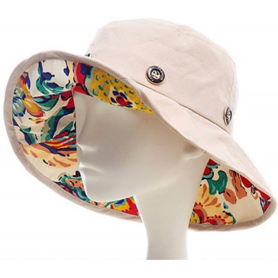 Sun Hats Womens Wide-Brimmed Bowler Hat Brim Foldable Sunscreen Beach Sun Hat - Beige - CA185GRCQZE $13.14