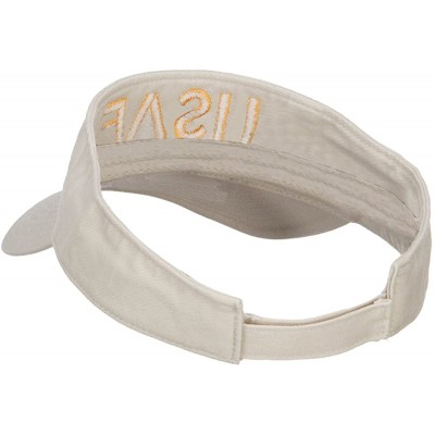 Visors USAF Embroidered Cotton Washed Visor - Stone - CC184WX4N5H $27.56