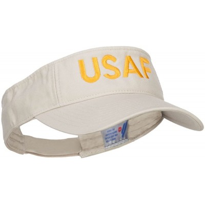 Visors USAF Embroidered Cotton Washed Visor - Stone - CC184WX4N5H $27.56