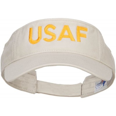 Visors USAF Embroidered Cotton Washed Visor - Stone - CC184WX4N5H $27.56