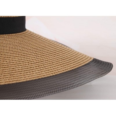 Sun Hats Women's Floppy Big Brim Hat Bowknot Straw Hat Foldable Roll up Sun Hat - Style E-khaki - CD18D0EN4TR $17.08