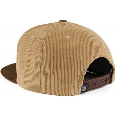 Baseball Caps Plain Corduroy Textured Suede Flat Bill Snapback Cap - Tan Brown - CE185R64X9C $15.37