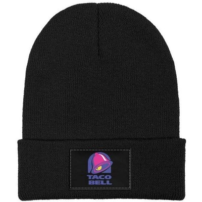 Skullies & Beanies Warm Solid Color Colorful-Rainbow-Taco-Bell-Logo-Knit Beanie Caps Headwear for Adult Mens Womens - Black-6...