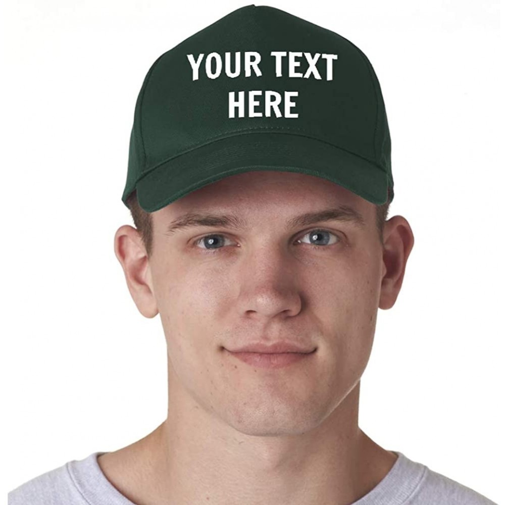 Baseball Caps Custom Hat Add Your Own Text Embroidered Adjustable Size Baseball Cap - Forest Green - CD195KMUGN2 $20.03