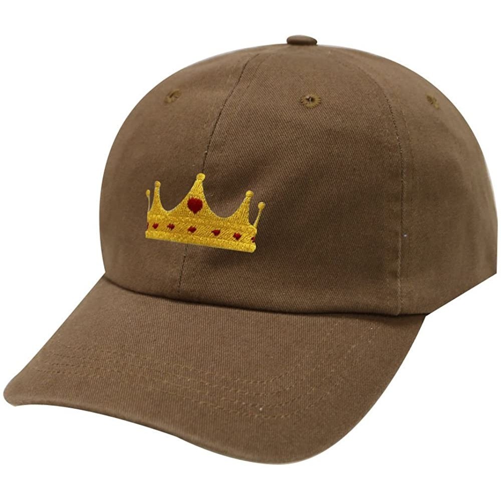 Baseball Caps Crown Cotton Baseball Dad Cap - Brown - CK17YQSQNCM $15.89