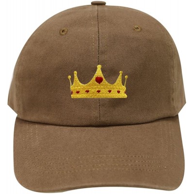 Baseball Caps Crown Cotton Baseball Dad Cap - Brown - CK17YQSQNCM $15.89