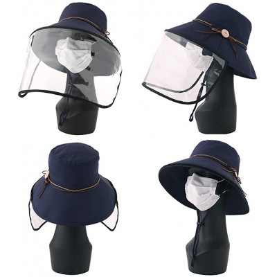 Sun Hats Small Head Women Packable SPF Sun Hat Bucket Chin Strap Summer Beach for Girls 54-56cm - 69046navy - CV198ORWSCO $23.85