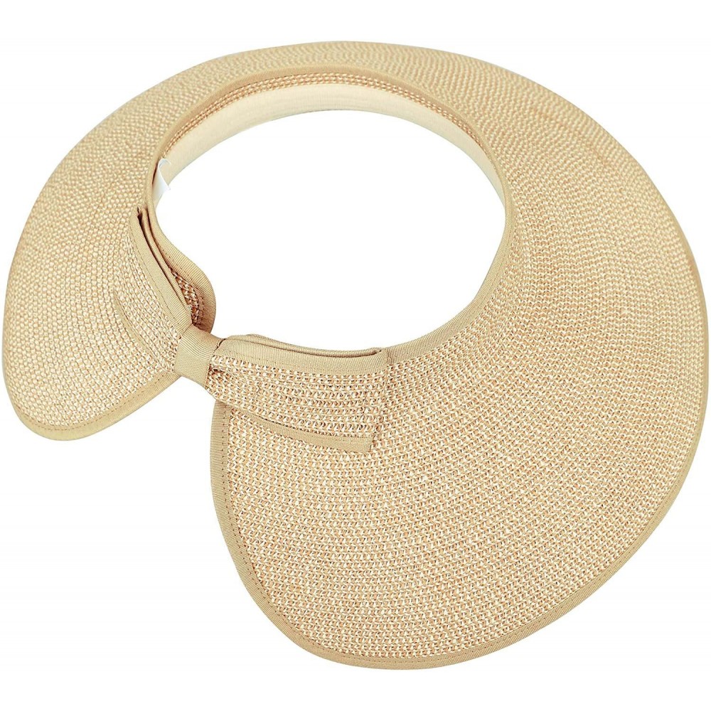 Sun Hats Womens UV Protective Floppy Sun Hat Wide Brim Beach Packable Straw Visor - Beige Brown Mix - CF1803UE9ZS $17.41