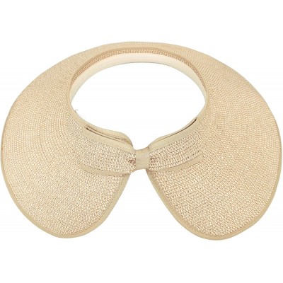 Sun Hats Womens UV Protective Floppy Sun Hat Wide Brim Beach Packable Straw Visor - Beige Brown Mix - CF1803UE9ZS $17.41