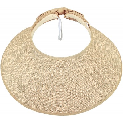 Sun Hats Womens UV Protective Floppy Sun Hat Wide Brim Beach Packable Straw Visor - Beige Brown Mix - CF1803UE9ZS $17.41