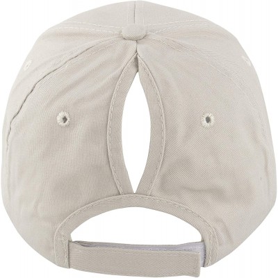 Baseball Caps Women's Ponytail Baseball Cap Messy High Bun Adjustable Plain Trucker Dad Hat - Cotton-beige - CC18N7LTN6T $11.22