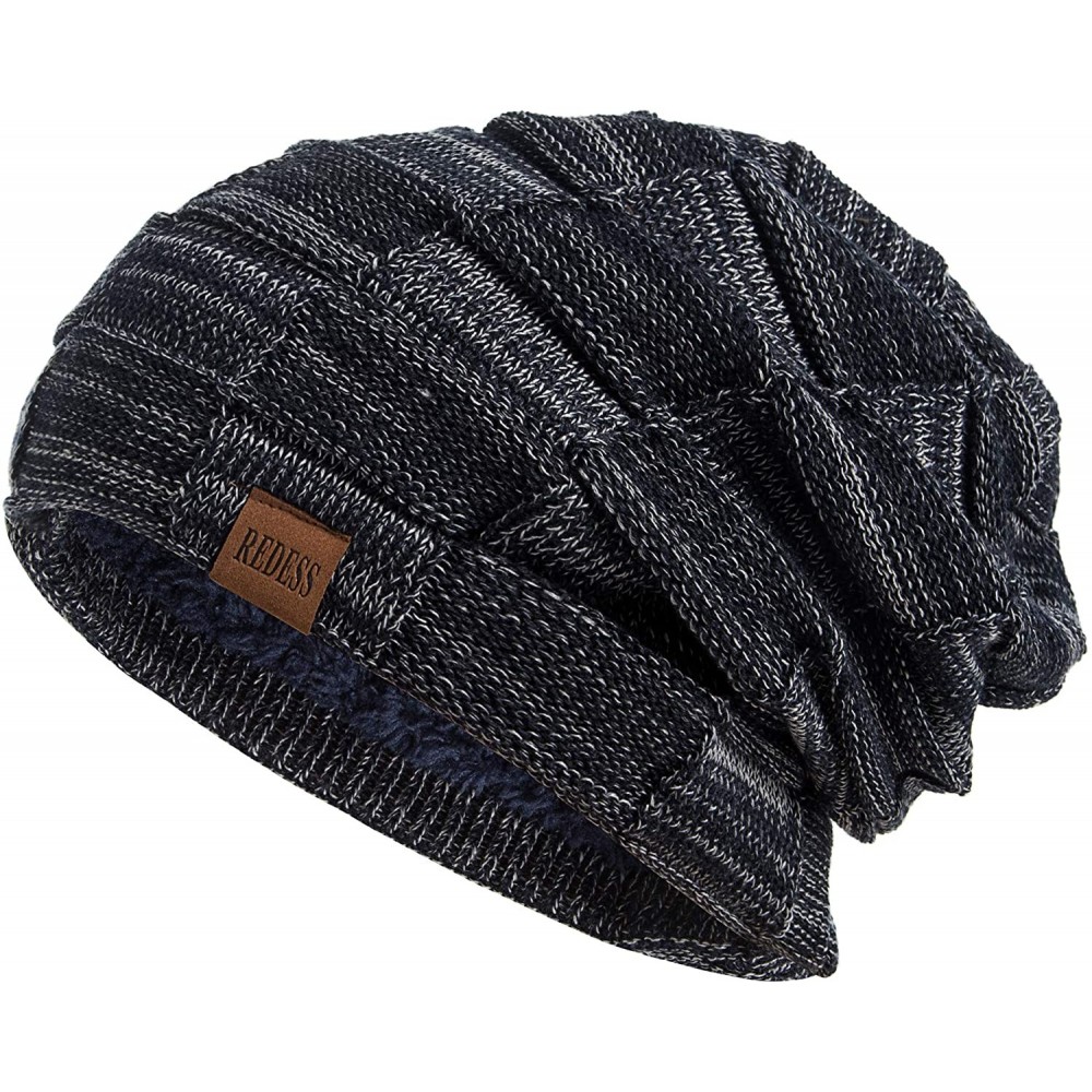 Skullies & Beanies Beanie Hat for Men and Women Winter Warm Hats Knit Slouchy Thick Skull Cap - 1 Navy - CF187GQXE65 $14.46