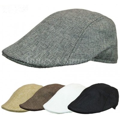 Newsboy Caps Men Golf Driving Sun Flat Cabbie Newsboy Unisex Herringbone Duckbill Ivy Hat Cap - Gray - CZ187KEY69S $7.91